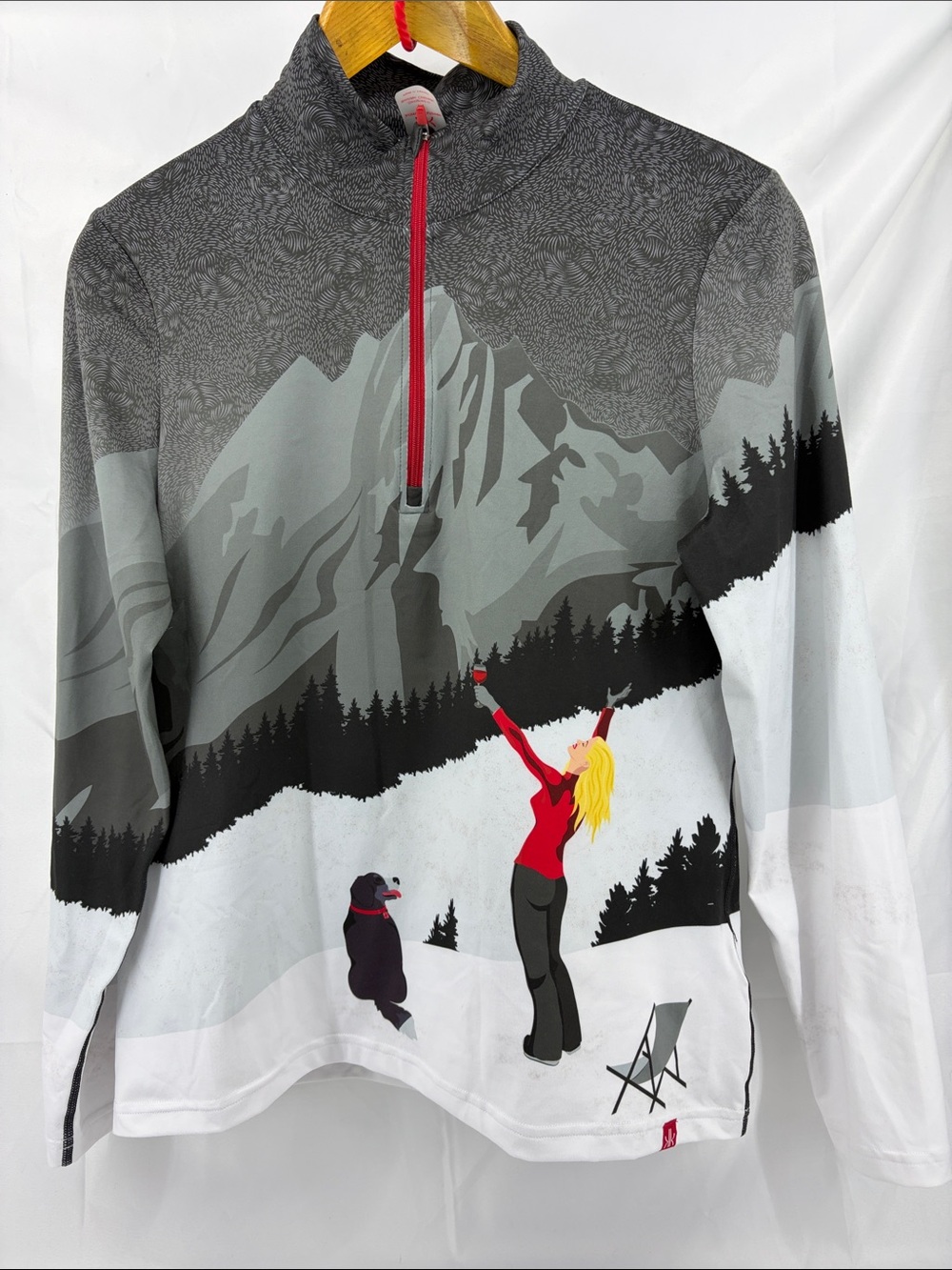 Krimson Klover Powder Hound Baselayer Ski Quarter Zip Mock Turtleneck, Womens M